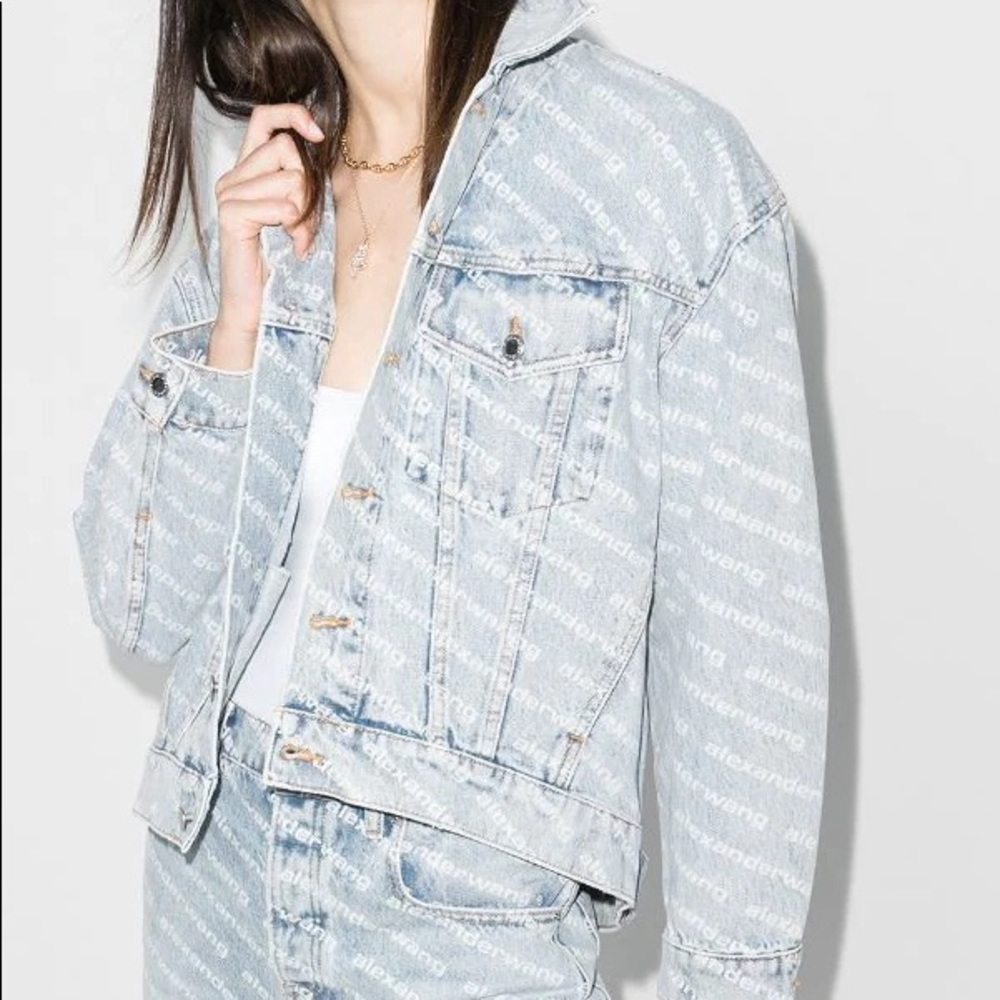 Alexander Wang logo denim light wash jean jacket